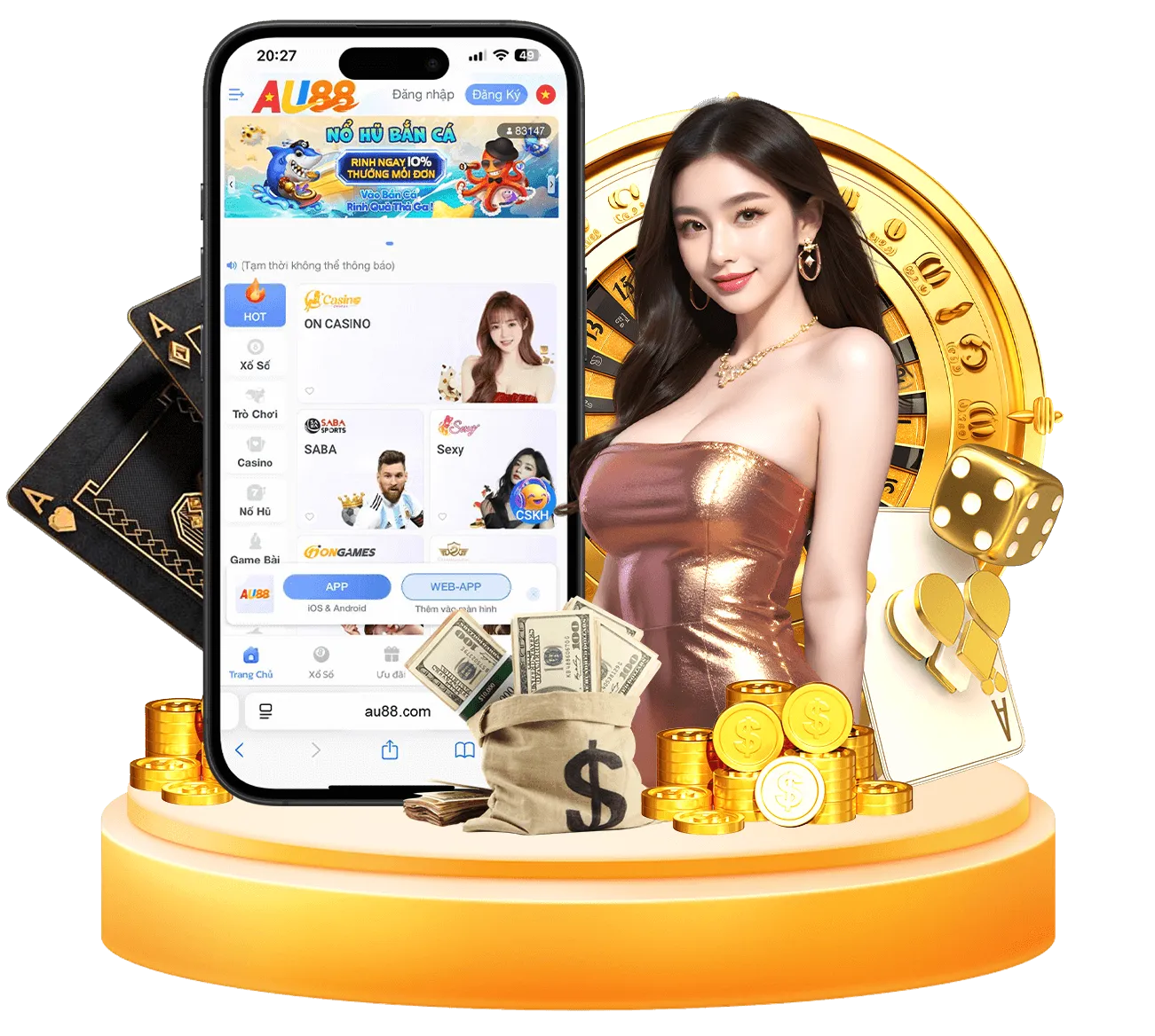 Giao diện ứng dụng AU88 trên di động
